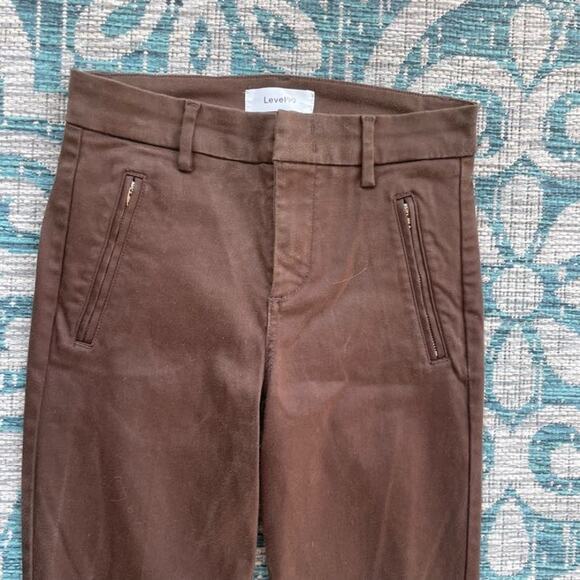 Level 99 Brown Wax‎ Coated Ankle Crop Pants Zipper Pockets - Size 25 - Picture 4 of 12